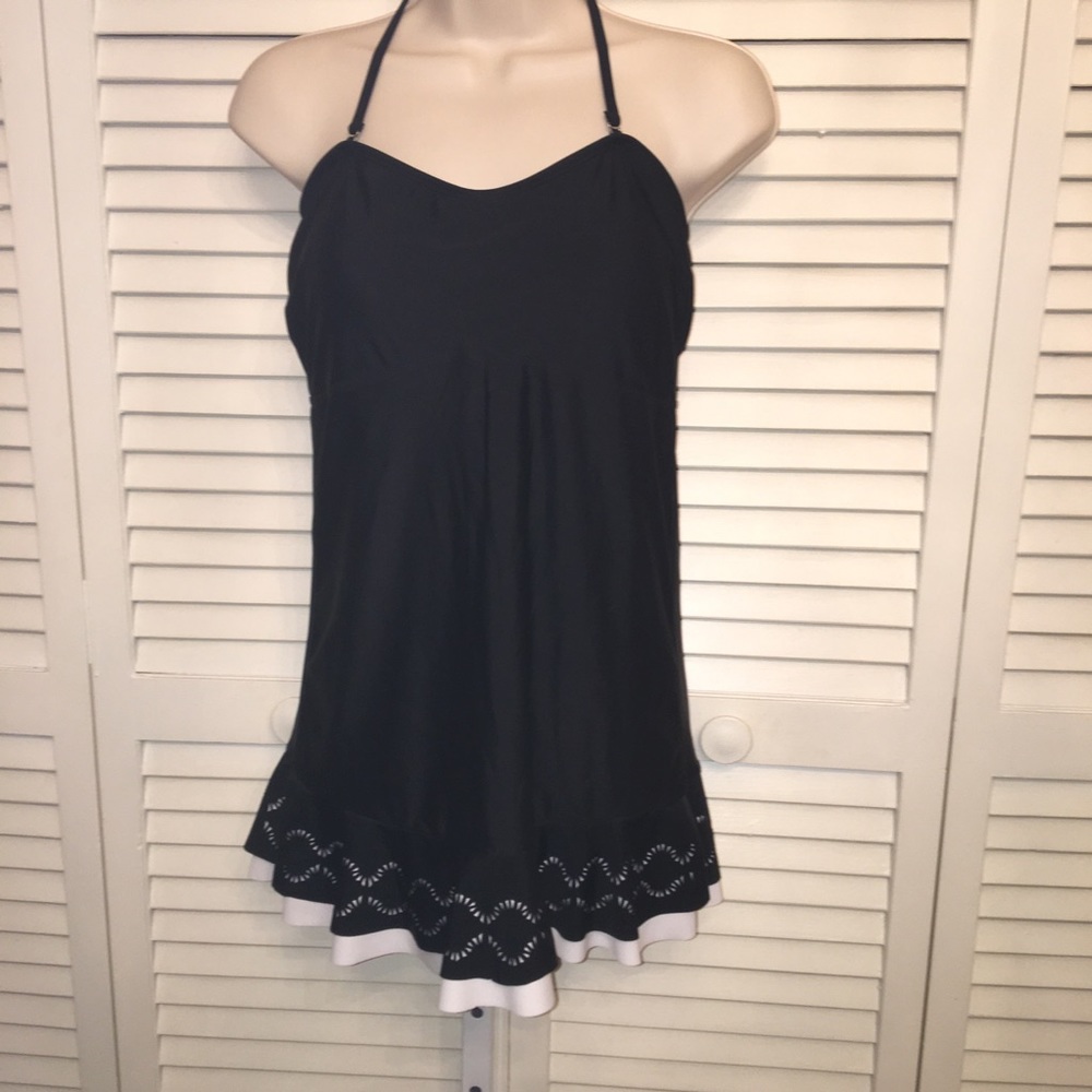 Black ruffled tankini